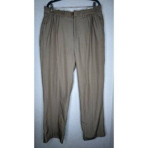 Polo Ralph Lauren Pants Mens 35x32 Khaki Tan Pleated Silk Cotton Blend Chino